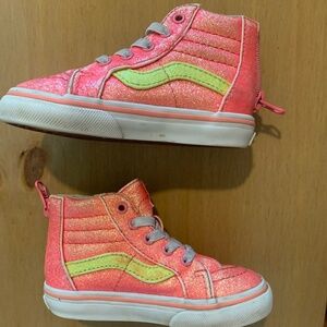 Pink Sparkly Kids High Top Vans